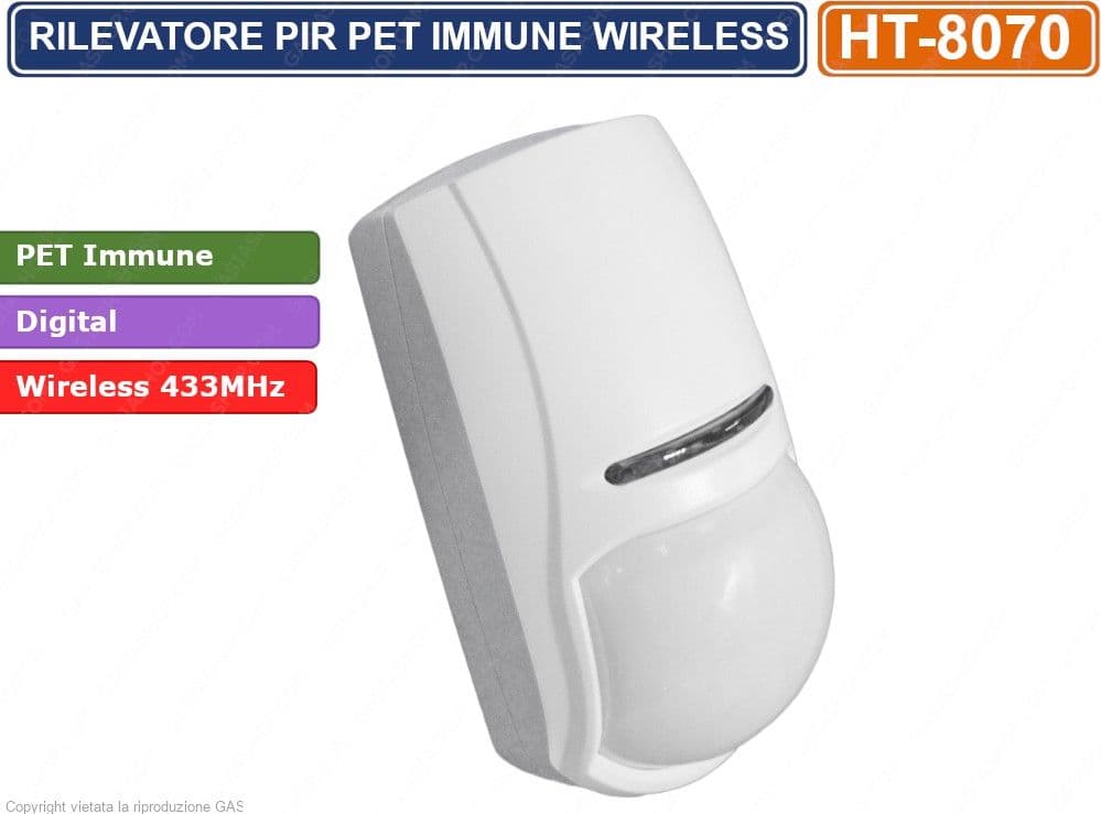 SENSORE PIR INFRAROSSO PET IMMUNE WIRELESS 433 MHz ANTIFURTO CENTRALE ALLARME - 2