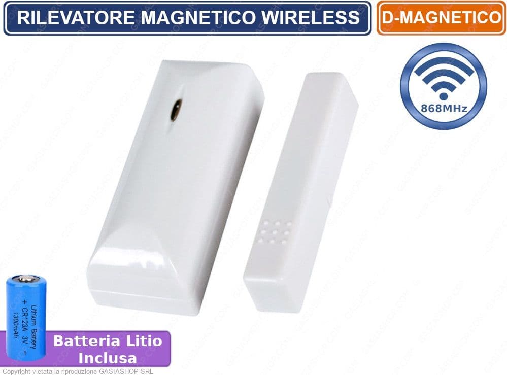 RILEVATORE SENSORE MAGNETICO PORTE FINESTRE WIRELESS E CABLATO 868 MHZ BIANCO