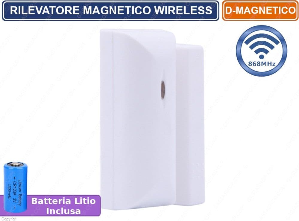 RILEVATORE SENSORE MAGNETICO PORTE FINESTRE WIRELESS E CABLATO 868 MHZ BIANCO - 2