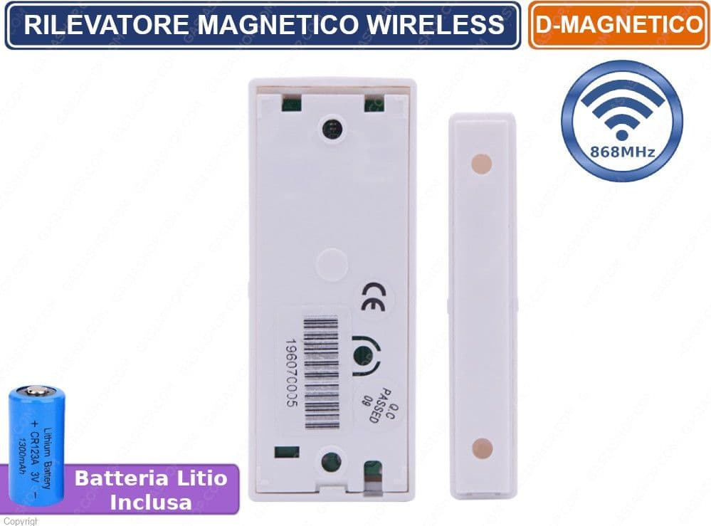 RILEVATORE SENSORE MAGNETICO PORTE FINESTRE WIRELESS E CABLATO 868 MHZ BIANCO - 3