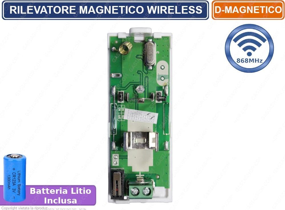 RILEVATORE SENSORE MAGNETICO PORTE FINESTRE WIRELESS E CABLATO 868 MHZ BIANCO - 4