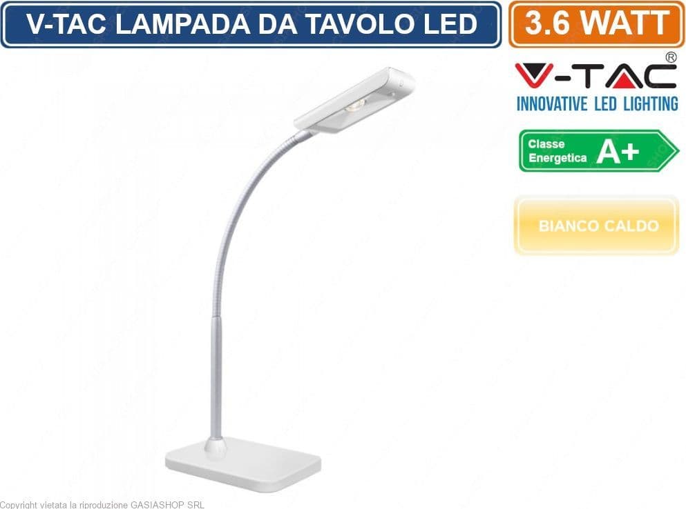 V-TAC VT-7403 LAMPADA LED DA TAVOLO 3,6W ORIENTABILE COLORE BIANCO - SKU 8671 - 3