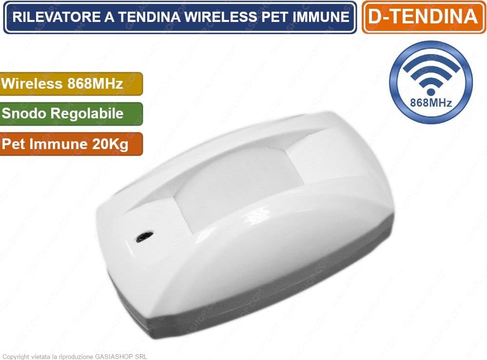SENSORE A TENDA TENDINA WIRELESS 868 MHz PET IMMUNE ANTIFURTO - 2