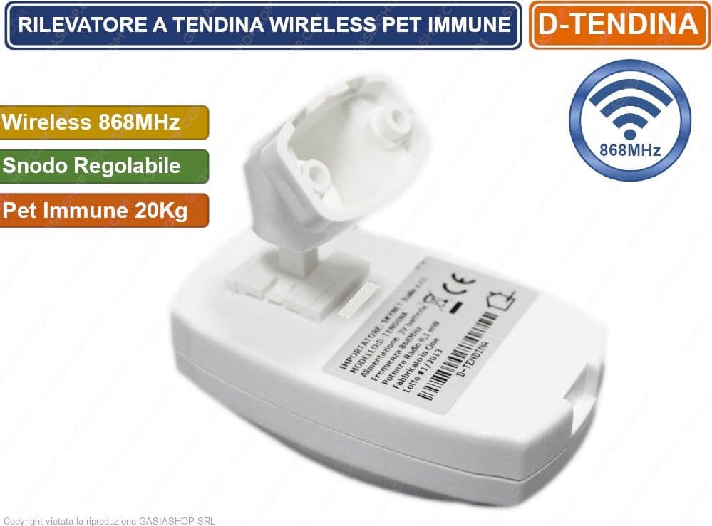 SENSORE A TENDA TENDINA WIRELESS 868 MHz PET IMMUNE ANTIFURTO - 3