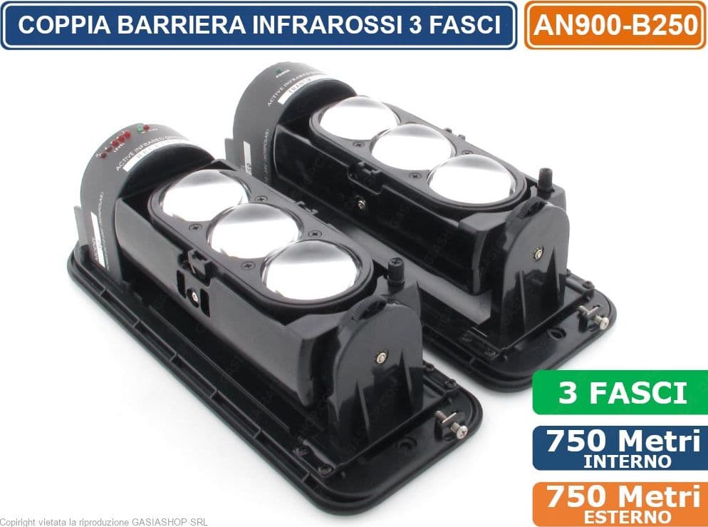 BARRIERA PERIMETRALE CABLATA PORTATA 750 METRI INTERNO 250 METRI ESTERNO 3 FASCI REGOLABILI DA ESTERNO IP65 - 2