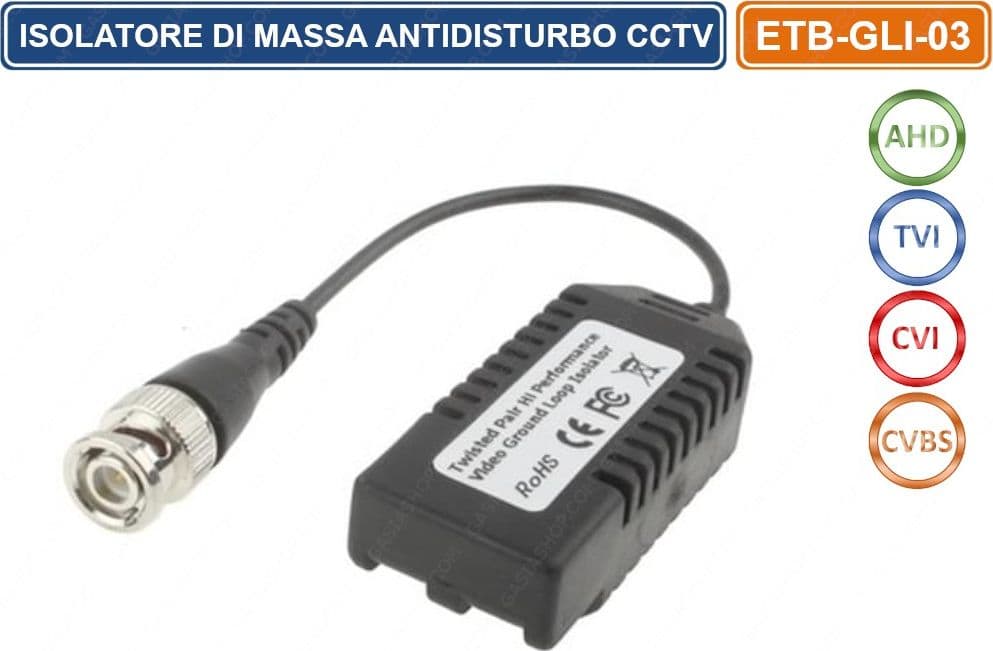 COPPIA TRASMETTITORI PASSIVO VIDEO BALUN CON ISOLATORE DI MASSA ANTIDISTURBO  INCORPORATO AHD TVI CVI CVBS - 2