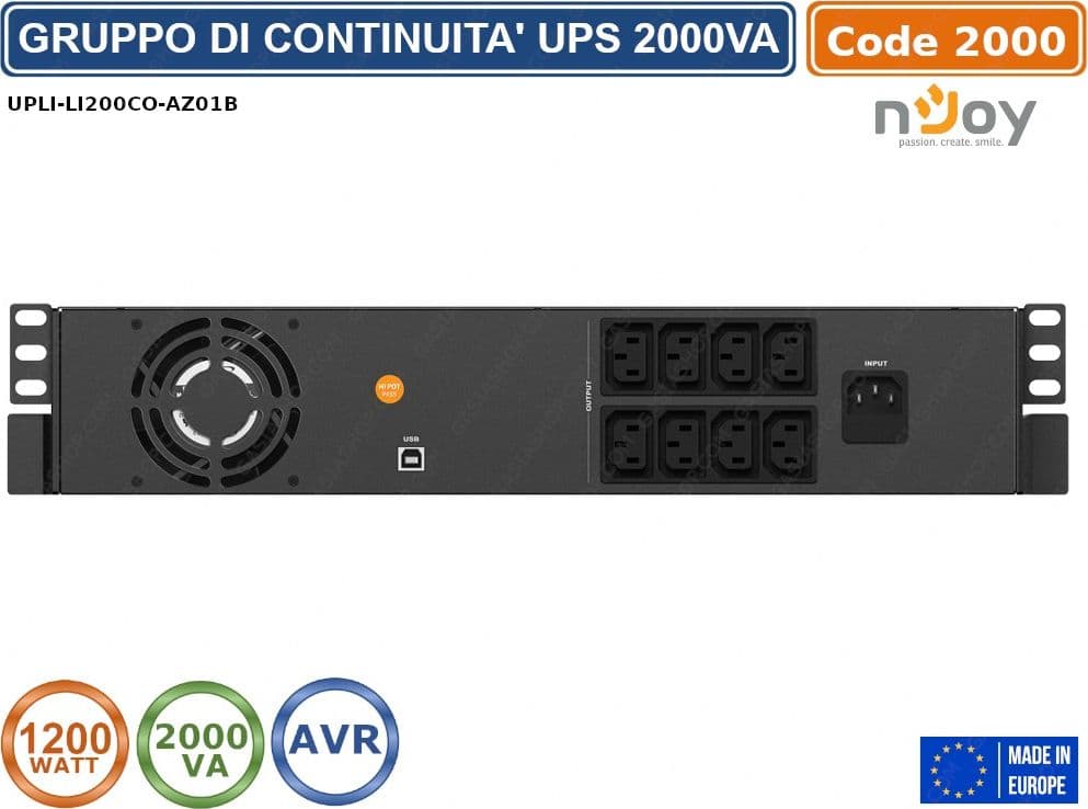 UPS GRUPPO DI CONTINUITA' MONTAGGIO A RACK 1200 WATT 2000VA CON DISPLAY - 3