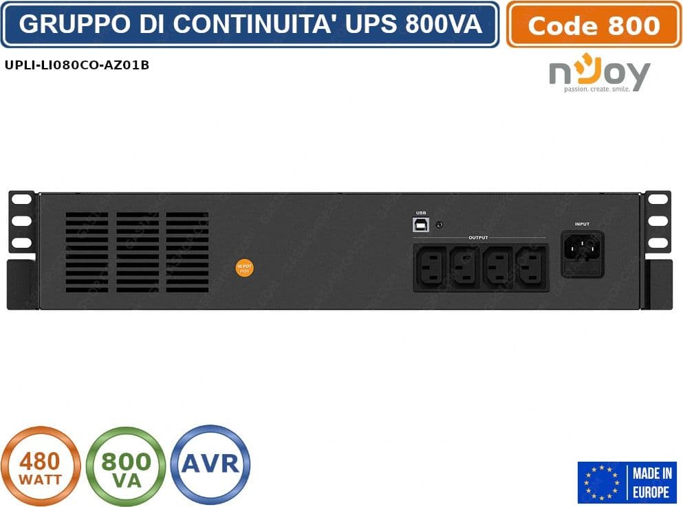 UPS GRUPPO DI CONTINUITA' MONTAGGIO A RACK 480 WATT 800VA CON DISPLAY - 3