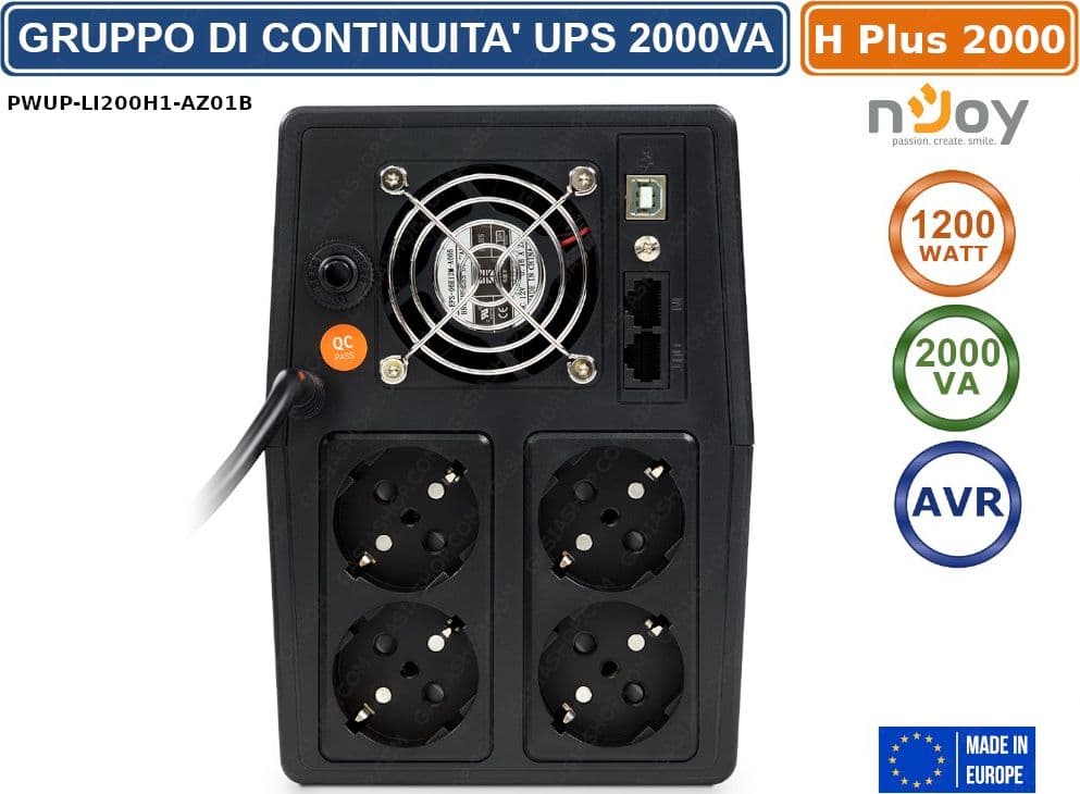 UPS GRUPPO DI CONTINUITA' HORUS PLUS 1200 WATT 2000VA AVR DISPLAY LCD TOUCH SCREEN - 4