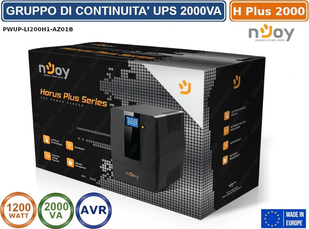 UPS GRUPPO DI CONTINUITA' HORUS PLUS 1200 WATT 2000VA AVR DISPLAY LCD TOUCH SCREEN - 5
