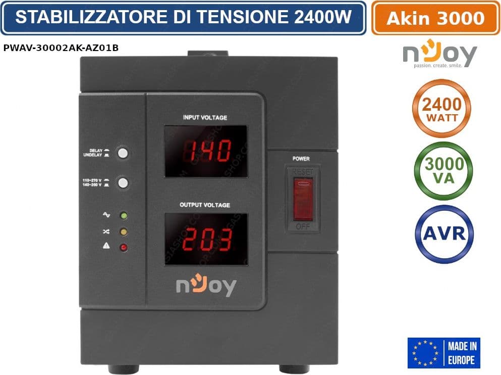 STABILIZZATORE DI TENSIONE 3000VA 2400 WATT AVR DISPLAY LCD - 2