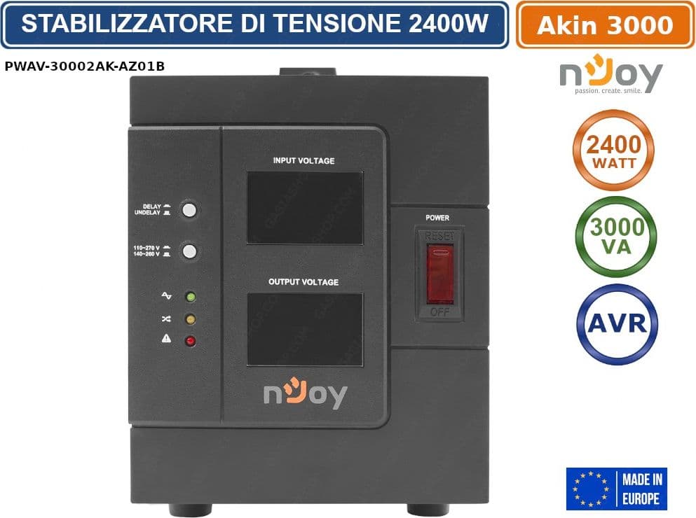 STABILIZZATORE DI TENSIONE 3000VA 2400 WATT AVR DISPLAY LCD - 3