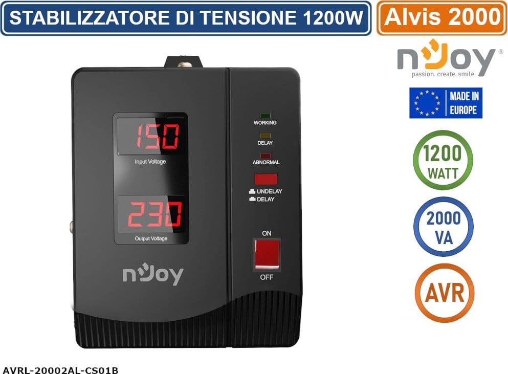 STABILIZZATORE DI TENSIONE 2000VA 1200 WATT AVR DISPLAY LCD - 2