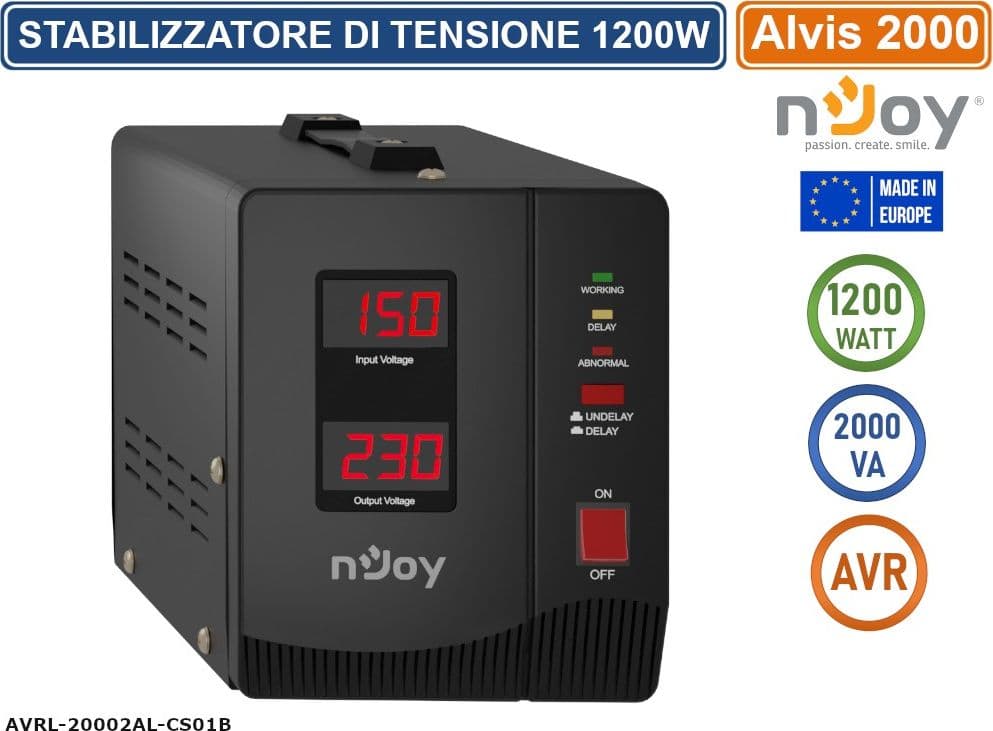 STABILIZZATORE DI TENSIONE 2000VA 1200 WATT AVR DISPLAY LCD - 3