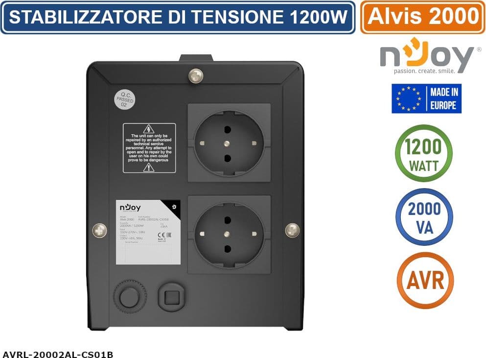 STABILIZZATORE DI TENSIONE 2000VA 1200 WATT AVR DISPLAY LCD - 4