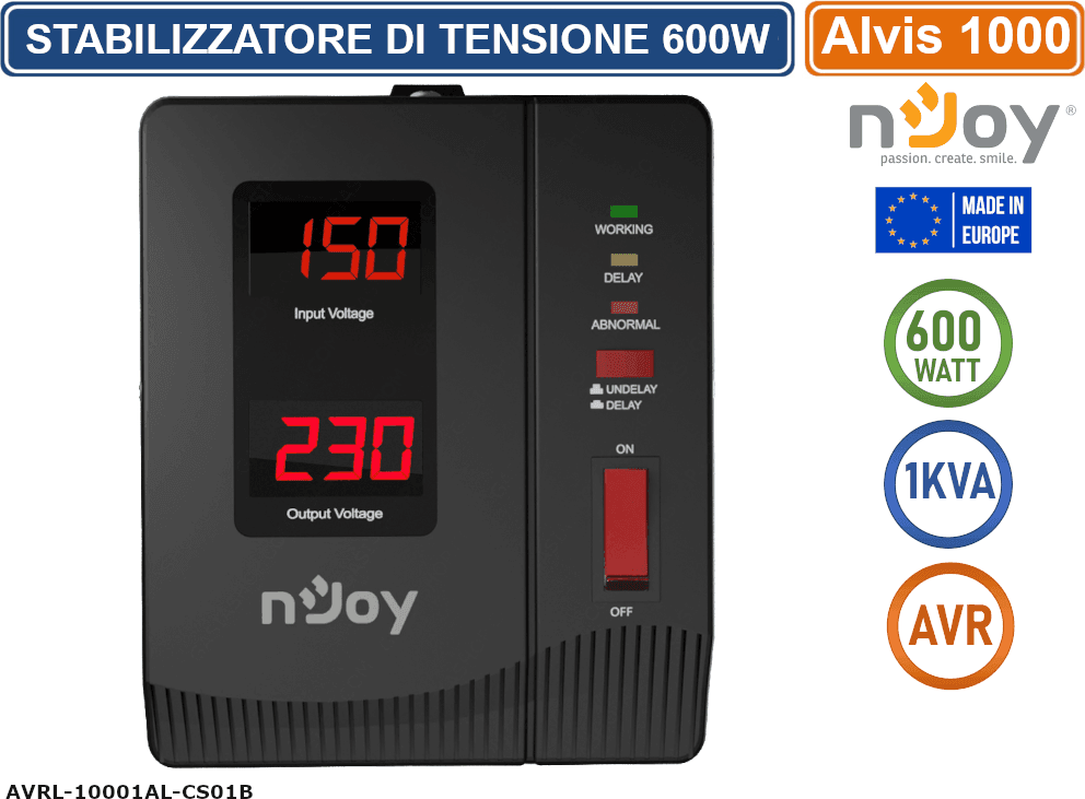 STABILIZZATORE DI TENSIONE 1000VA 600 WATT AVR DISPLAY LCD - 2