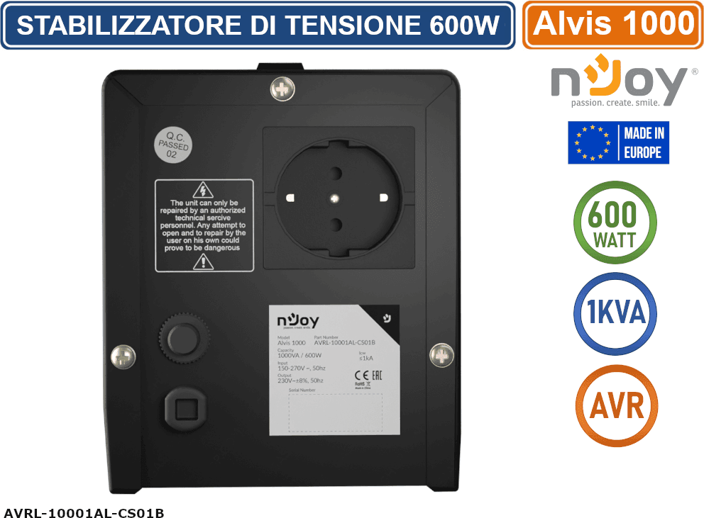 STABILIZZATORE DI TENSIONE 1000VA 600 WATT AVR DISPLAY LCD - 3