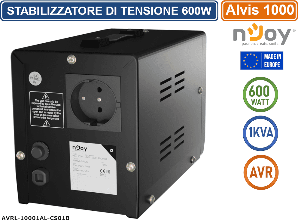 STABILIZZATORE DI TENSIONE 1000VA 600 WATT AVR DISPLAY LCD - 4