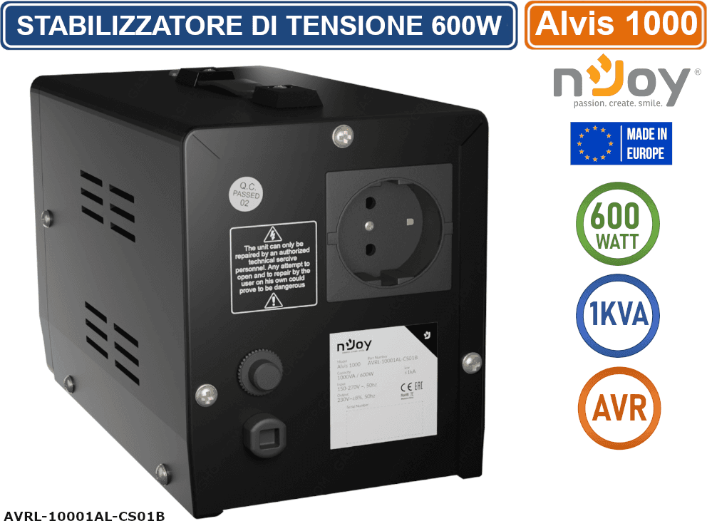 STABILIZZATORE DI TENSIONE 1000VA 600 WATT AVR DISPLAY LCD - 5