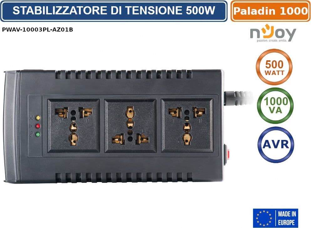 STABILIZZATORE DI TENSIONE 1000VA 500 WATT AVR RJ11 IN/OUT - 5
