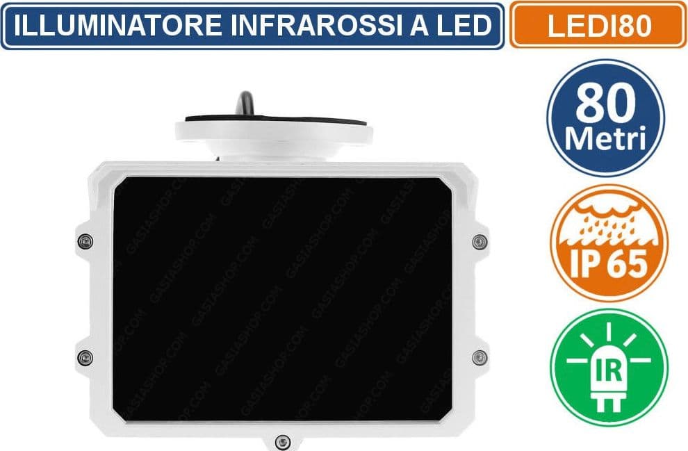 ILLUMINATORE FARO LED NOTTURNO INFRAROSSI IR 80 METRI DA ESTERNO PER TELECAMERE - 3