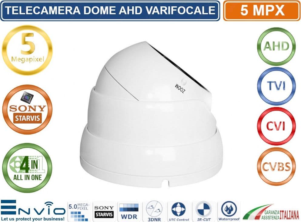 TELECAMERA DOME IBRIDA 4in1 AHD TVI CVI CVBS VARIFOCALE 2,8-12mm 5 MP SONY STARVIS IP66 - 2