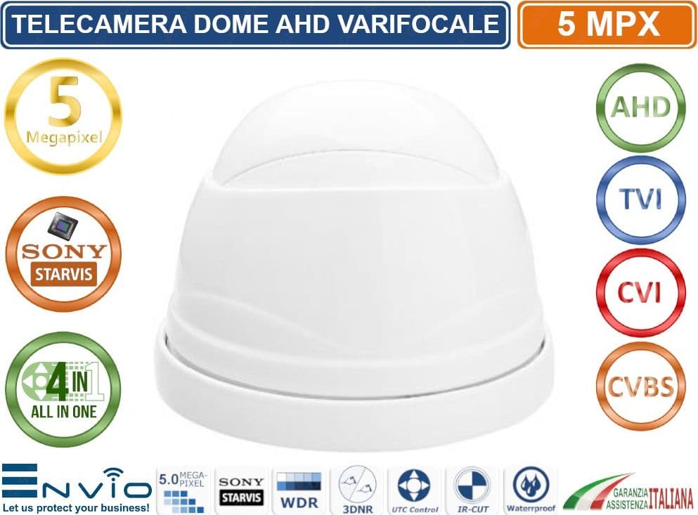 TELECAMERA DOME IBRIDA 4in1 AHD TVI CVI CVBS VARIFOCALE 2,8-12mm 5 MP SONY STARVIS IP66 - 3