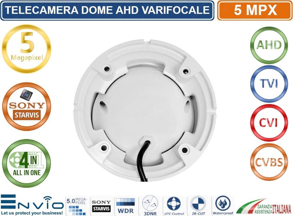 TELECAMERA DOME IBRIDA 4in1 AHD TVI CVI CVBS VARIFOCALE 2,8-12mm 5 MP SONY STARVIS IP66 - 4
