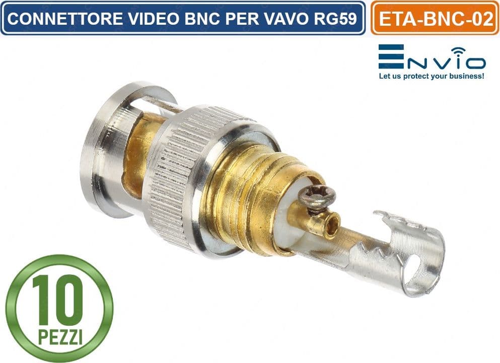 CONFEZIONE MULTIPLA 10 PEZZI CONNETTORE BNC MASCHIO A VITE FINALE PER CAVO COASSIALE RG59 CCTV DVR - 3