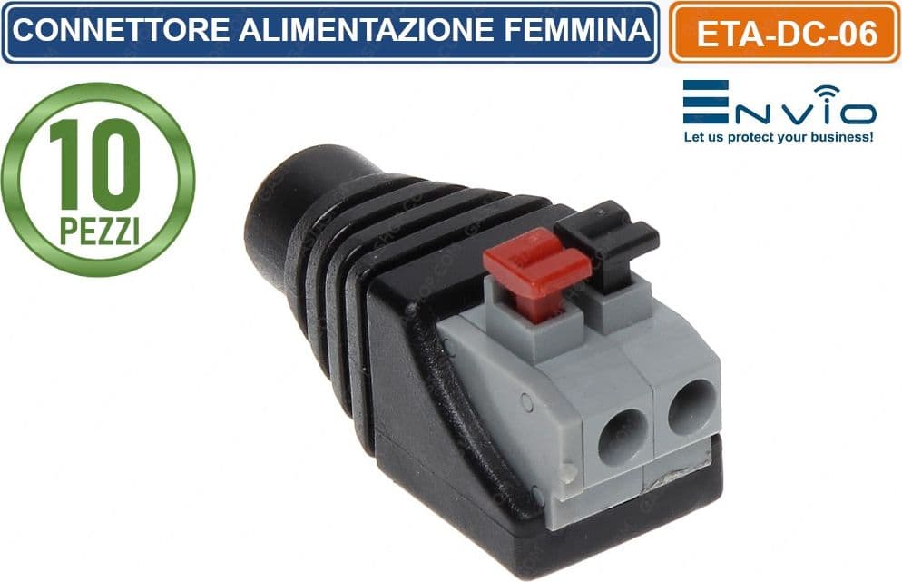 CONFEZIONE 10 PEZZI CONNETTORE ALIMENTAZIONE FEMMINA CON MORSETTO POLARIZZATO A CONNESSIONE RAPIDA - 2