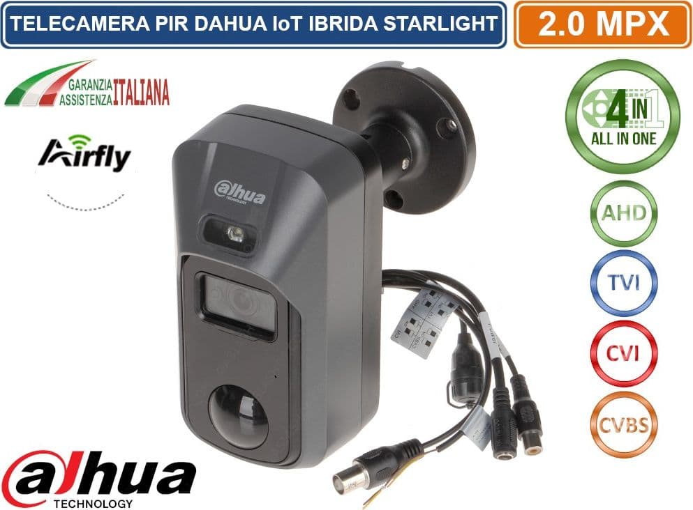 DAHUA HAC-ME2241C TELECAMERA PIR HDCVI5.0 FULL HD 1080P 2MPX 2.8MM ACTIVE DETERRENCE IOT STARLIGHT AUDIO IP67