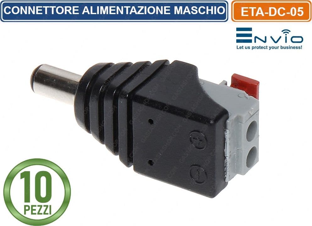 CONFEZIONE 10 PEZZI CONNETTORE ALIMENTAZIONE MASCHIO CON MORSETTO POLARIZZATO A CONNESSIONE RAPIDA - 2