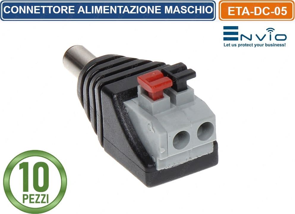 CONFEZIONE 10 PEZZI CONNETTORE ALIMENTAZIONE MASCHIO CON MORSETTO POLARIZZATO A CONNESSIONE RAPIDA - 3