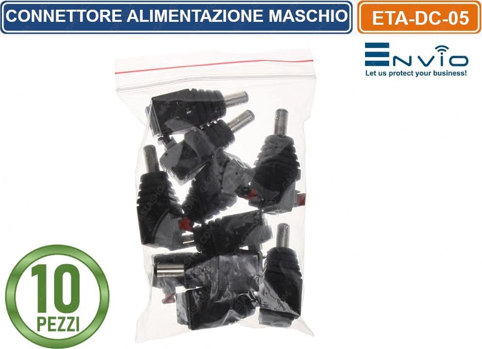 CONFEZIONE 10 PEZZI CONNETTORE ALIMENTAZIONE MASCHIO CON MORSETTO POLARIZZATO A CONNESSIONE RAPIDA - 4