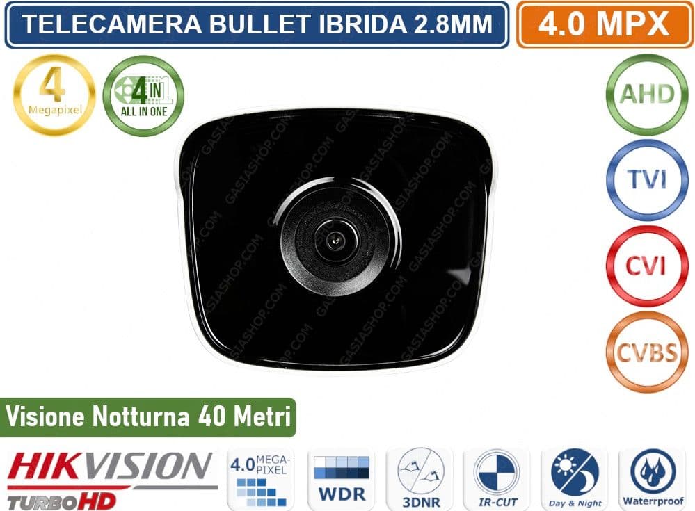 HIKVISION TELECAMERA BULLET 4IN1 TVI AHD CVI CVBS ULTRA HD 1440P 4MP 2.8MM IP66 40 METRI - 3