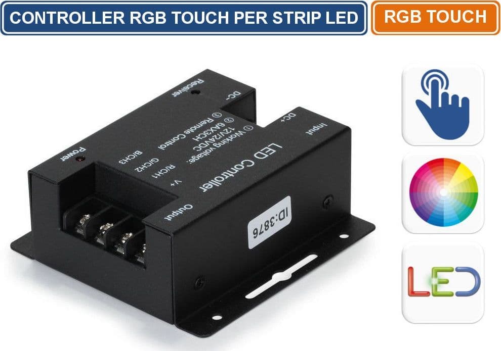 TELECOMANDO TOUCH CONTROLLER STRISCIA STRIP LED RGB RADIOFREQUENZA DIMMER - 2