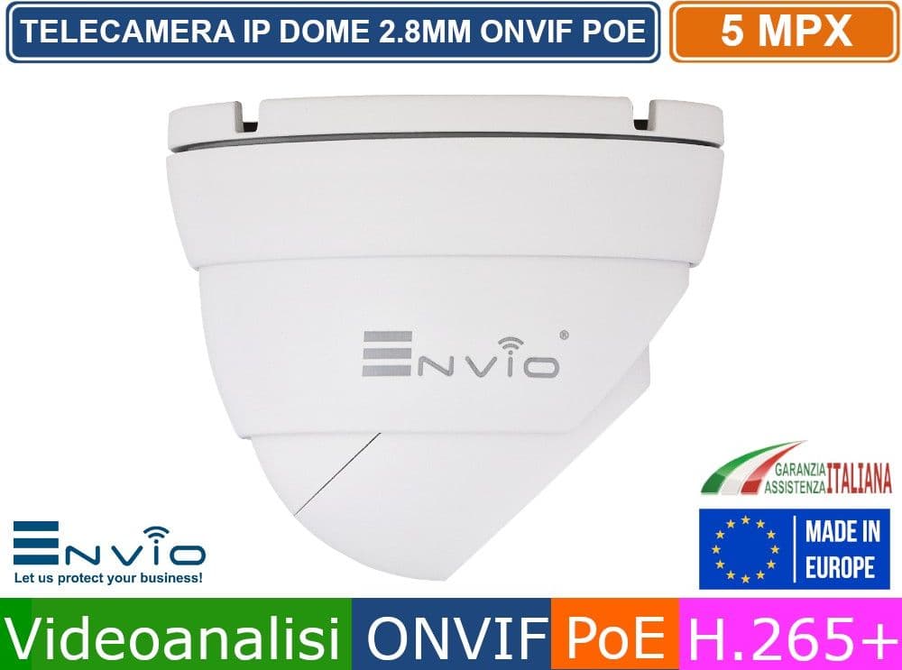 TELECAMERA DOME IP ONVIF POE 5 MEGAPIXEL 2.8MM VIDEOANALISI IP65 IR 20 METRI - 3