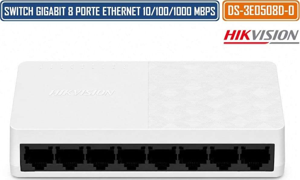 HIKVISION DS-3E0508D-O SWITCH DI RETE GIGABIT 8 PORTE RJ45 10/100/1000 MBPS PLUG & PLAY DA TAVOLO E PARETE - 2