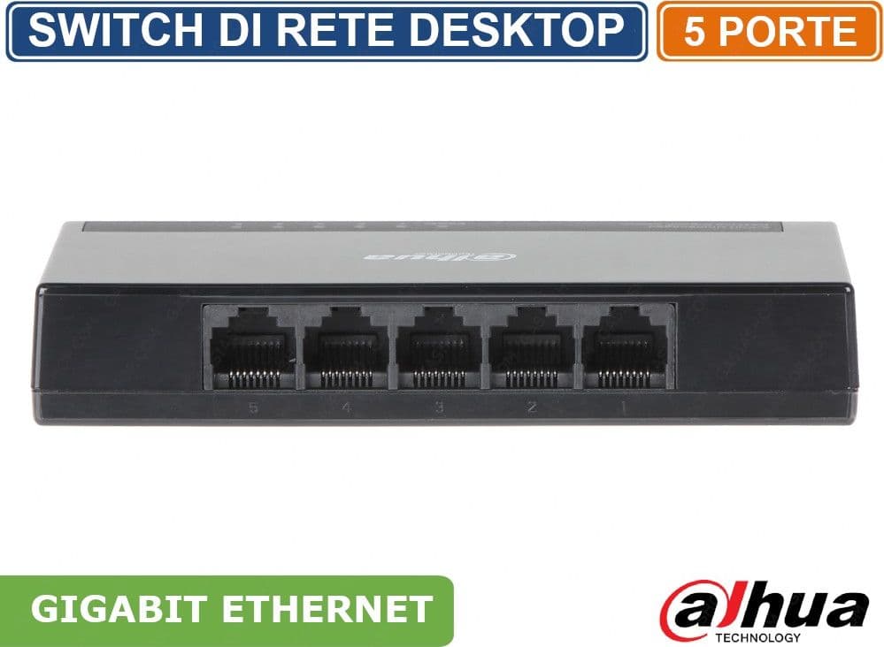 DAHUA SWITCH DI RETE DESKTOP 5 PORTE GIGABIT 10/100/1000 MBPS - 2