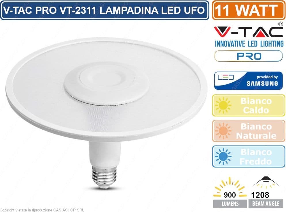 V-TAC PRO VT-2311 LAMPADINA LED E27 11W UFO CHIP SAMSUNG - SKU 2781 / 2782 / 2783 - 4