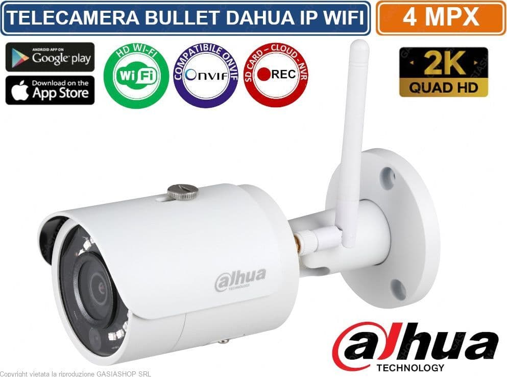DAHUA IPC-HFW1435SP-W-S2 TELECAMERA BULLET IP WIFI 4MPX 2K SLOT SD CARD IP67 - 4