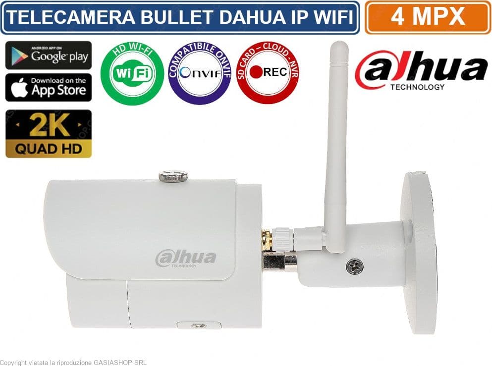 DAHUA IPC-HFW1435SP-W-S2 TELECAMERA BULLET IP WIFI 4MPX 2K SLOT SD CARD IP67 - 2