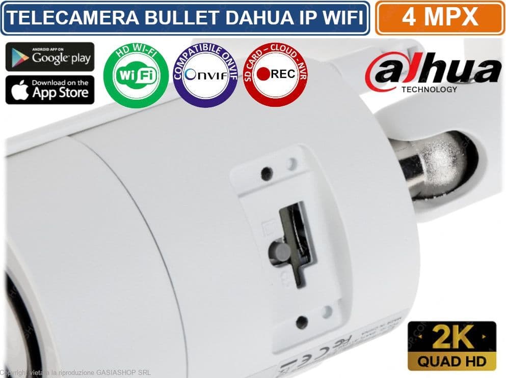 DAHUA IPC-HFW1435SP-W-S2 TELECAMERA BULLET IP WIFI 4MPX 2K SLOT SD CARD IP67 - 3