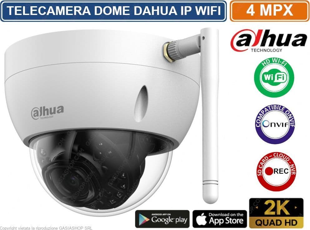 DAHUA IPC-HDBW1435EP-W-S2 TELECAMERA DOME IP WIFI 4MPX 2K SLOT SD CARD IP67 - 4