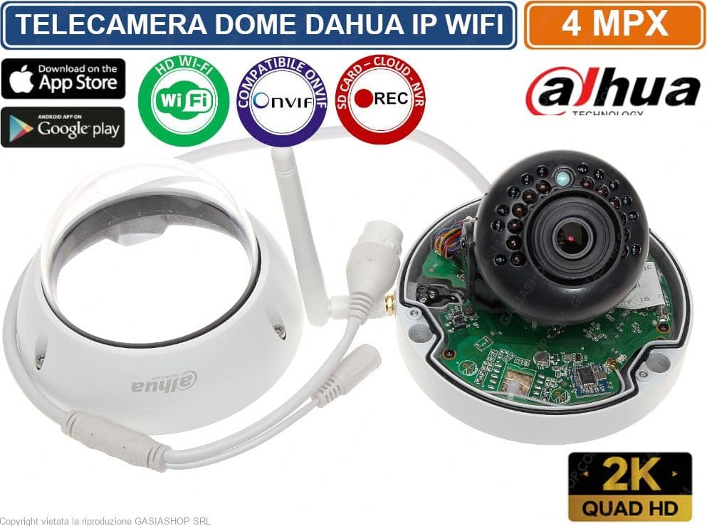 DAHUA IPC-HDBW1435EP-W-S2 TELECAMERA DOME IP WIFI 4MPX 2K SLOT SD CARD IP67 - 2