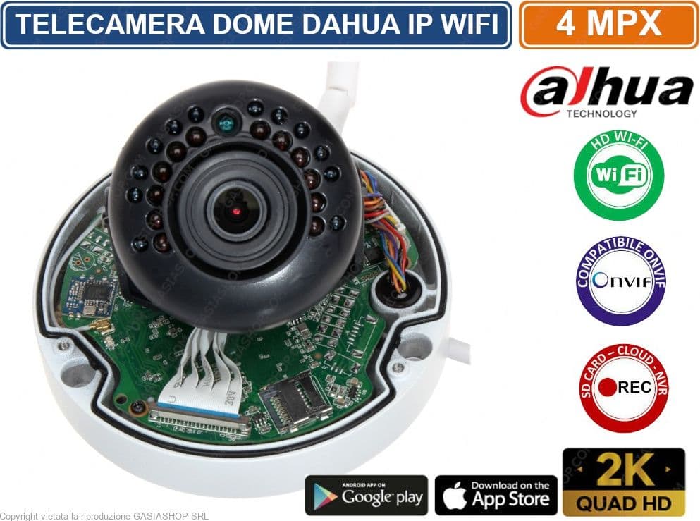 DAHUA IPC-HDBW1435EP-W-S2 TELECAMERA DOME IP WIFI 4MPX 2K SLOT SD CARD IP67 - 3