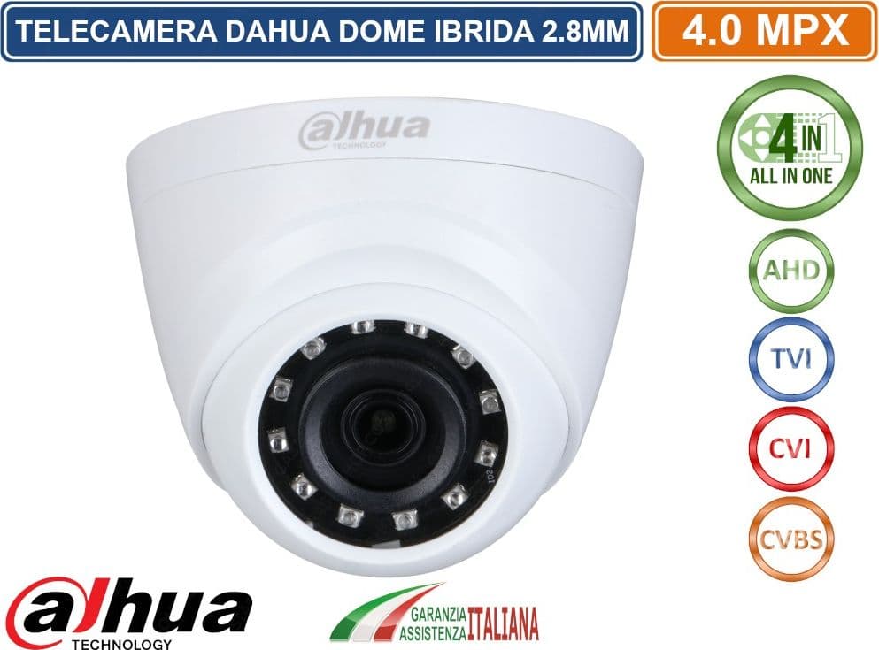 DAHUA HAC-HDW1400RP TELECAMERA IBRIDA 4 IN 1 AHD CVI TVI CVBS 4MPX 2.8MM IP50 IR LED 20 METRI - 2