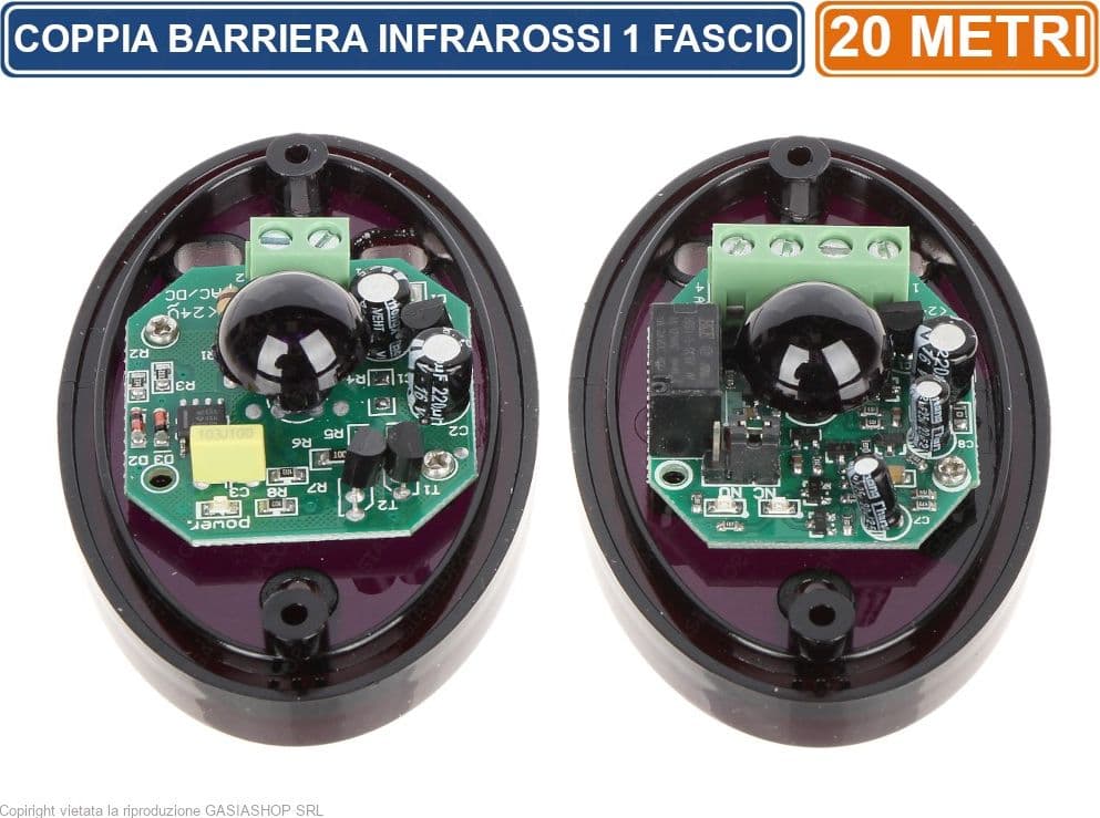 COPPIA BARRIERA PERIMETRALE AD INFRAROSSI A SINGOLO FASCIO DA ESTERNO IP66 PORTATA 20 METRI - 2