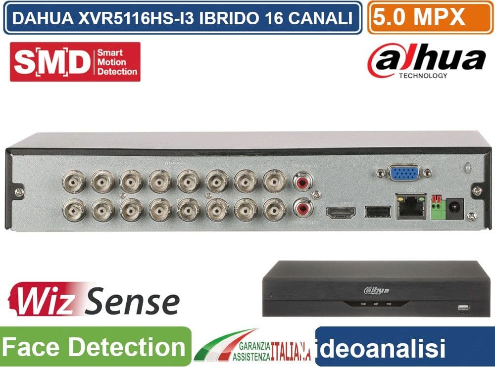 DAHUA SERIES AI 1U WIZSENSE PENTA-BRID 2K HD+ 16CH 5M-N 5IN1 HDCVI/AHD/HDTVI/PAL/IP AI-CODING P2P SMD PLUS FACE DETECTION IVS IOT - 2