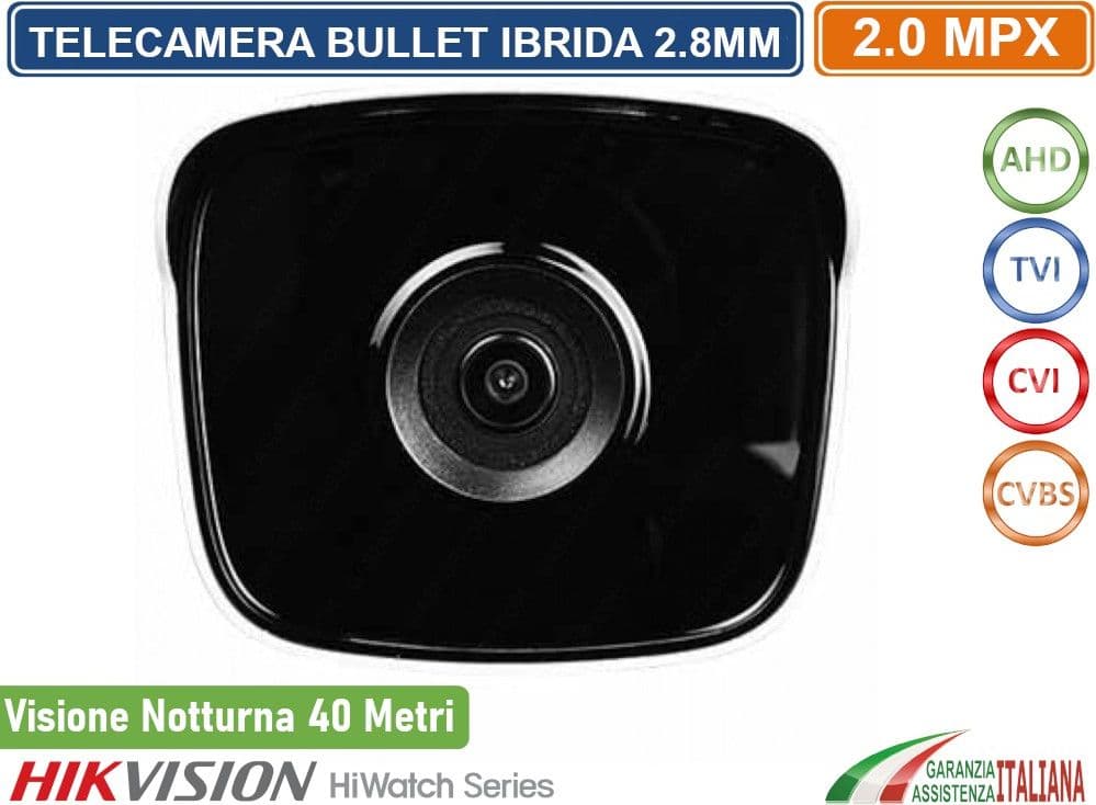 HIKVISION TELECAMERA BULLET 4IN1 TVI AHD CVI CVBS FULL HD 1080P 2MP 2.8MM IP66 40 METRI - 3